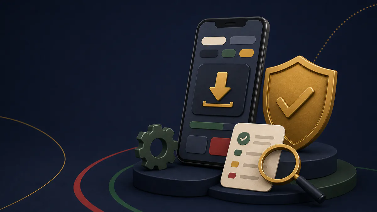 Mobile betting app interface with a Ghana-inspired device and security shield